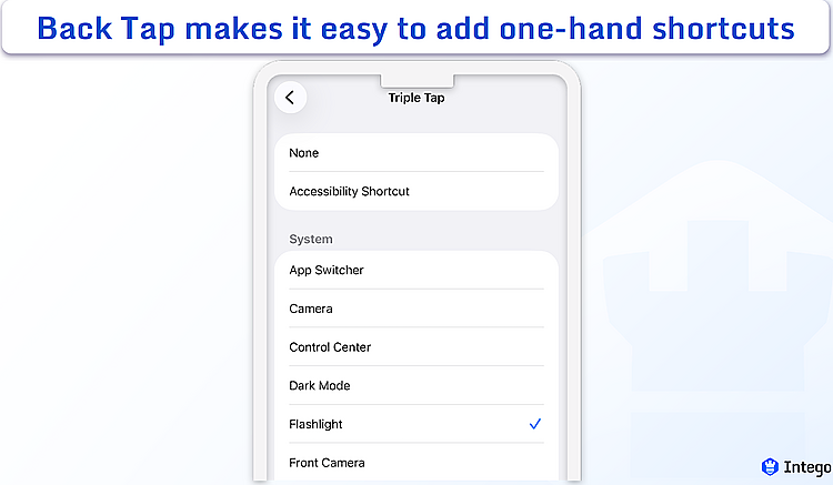 iOS image of the Triple Tap feature settings
