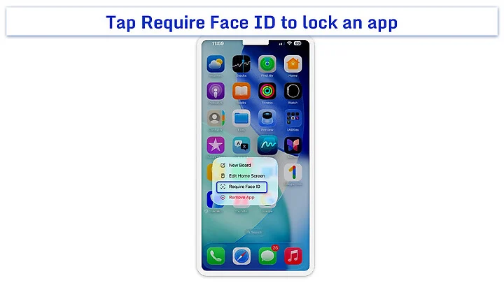 iPhone app menu showing the Require Face ID option for locking an app.