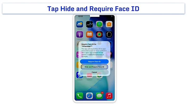 iPhone prompt showing the Hide and Require Face ID option for WhatsApp