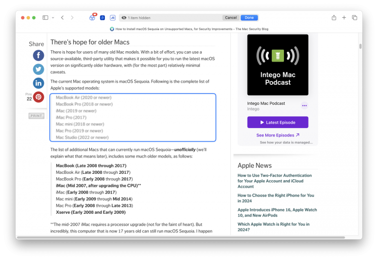 How to use Distraction Control in Safari to remove unwanted web page ...