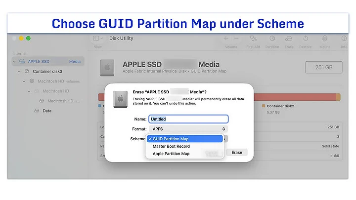 macOS Disk Utility application during a drive erase process.