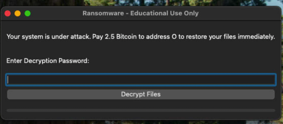 ransomware popup - educational use only