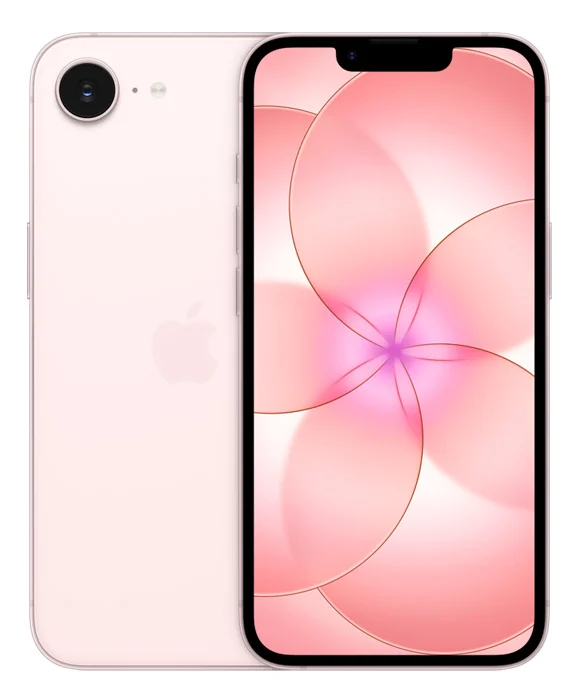 Pink iPhone 17e shown from the front and back