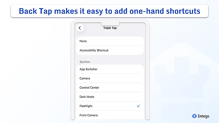 iOS image of the Triple Tap feature settings