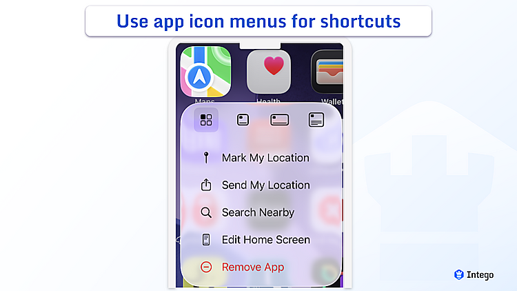 iOS screen showing press-and-hold app icon menu