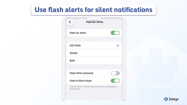 iOS Flash for Alerts accessibility settings