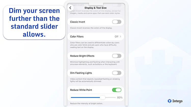 iOS accessibility settings for display and text size