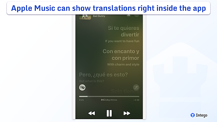 iPhone screen showing Apple music auto-translate tool