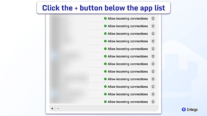 macOS Firewall options window, showing a list of applications and services set to allow incoming connections.